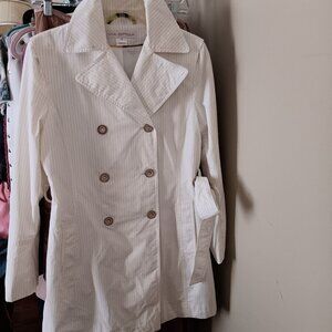 Pre-Loved Vintage Via Spiga Gold Threaded Short Trench for Spring Glimmer
